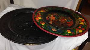lot 668 image: Large Brass Painted Hanging Platters.