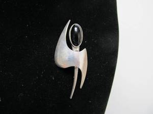 lot 9 image: Excellent Mid Century Danish Modern Sterling Silver Brooch by N.E. From