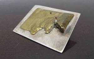 lot 21 image: Signed Sculptural Modernist Sterling Silver & Bronze Brooch