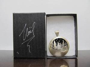lot 24 image: Great Looking Signed Scenic Sterling Silver 3D Pendant - Hand Signed Noel