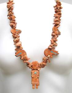 lot 28 image: Carved Stone Native American Fetish Necklace