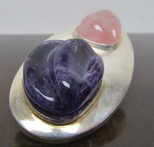 lot 1 image: LARGE Signed BURLE MARX 951 Silver Pendant wHuge Carved Stones