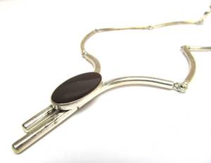 lot 50 image: Vintage Signed N.C. FROM Denmark Sterling Silver & Black Onyx Necklace