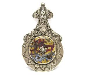 lot 56 image: Large & Outstanding Vintage Sterling Silver Tribal Pendant