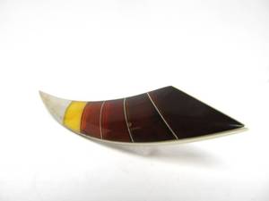 lot 58 image: Large Sterling Silver & Amber Brooch