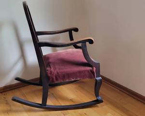 lot 26 image: Antique Berry Mohair Rocking Chair