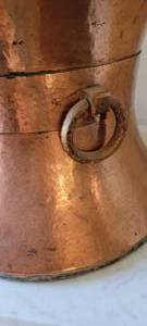 lot 14 image: Antique Hammered Copper Cauldron Fire Bucket