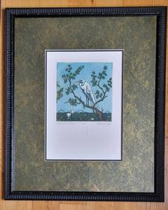 lot 10 image: Artist Proof Framed Aquatint Etching by Eleanor Rappe  Egret on a Branch