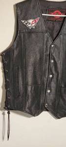 lot 131 image: Alpha Cycle Gear Corvette Black Leather Vest  Size L
