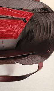 lot 126 image: Vince Embossed Croc Merlot Leather Tote Bag