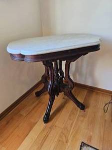 lot 17B image: Victorian East Lake Parlor Table with Marble Surface
