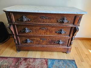 lot 17C image: Victorian East Lake Chest of Drawers with Marble Surface