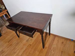 lot 100A image: Bobbin Leg Two Drawer Writing Desk