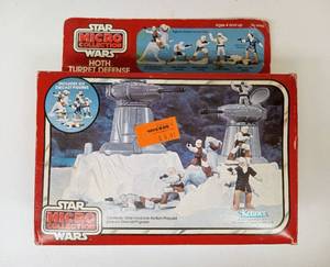 lot 97 image: Vintage New in Box KENNER STAR WARS Micro Collection Hoth Turret Defense with KENNER Speeder Bike Vehicle (Box Only) & Inserts