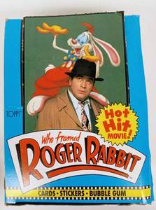 lot 83 image: Vintage Box of Unopened ROGER RABBIT Collectors Cards with Nine Additional Card Packs