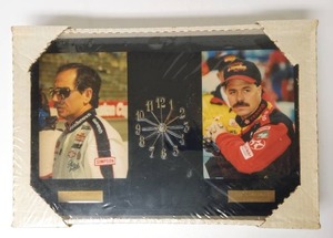 lot 7 image: Signed NASCAR Dale Earnhardt Framed Photo with New in Box Dale vs. Ernie Irvan Clock SEE PHOTOS