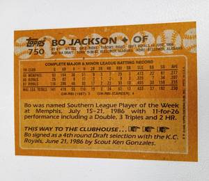 lot 109 image: Vintage TOPPS Bo Jackson Kansas City Royals Misprint Card
