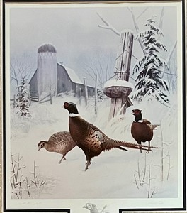 lot 226 image: Limited Collectors Edition National Parks Series Earth Day Coin & Stamp Artist Signed Framed Artwork by LEO STANS Winter Wonder 1990