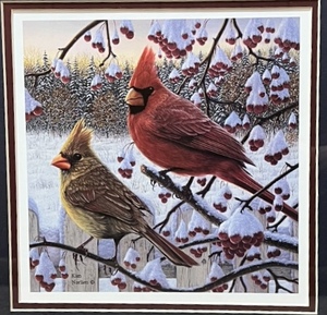lot 227 image: KIM NORLIEN Framed Cardinal Print
