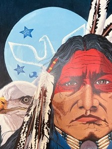 lot 218 image: Unframed Artist Signed & Numbered 8641000 Print GHOST DANCE CHIEF 1992 ART WEST by DAVID EAGLE HORSE