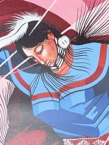 lot 220 image: Unframed Artist Signed & Numbered 6992000 Print YOUNG WOMAN by RICHARD RED OWL - ART WEST by DAVID EAGLE HORSE