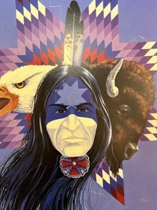 lot 217 image: Unframed Artist Signed POWER FROM WITHIN by DEL IRON CLOUD - ART WEST