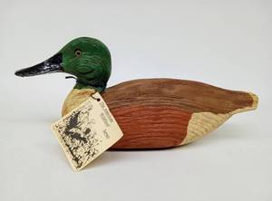 lot 191 image: Vintage AMERICAN WATER FOWL SERIES Wood Carved Spoonbill Duck Decoy - Glass Eyes