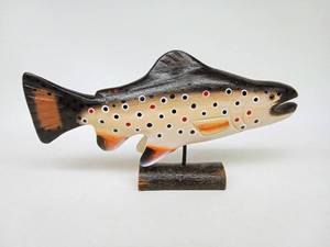 lot 216 image: Vintage Hand-Painted Wooden Trout Art