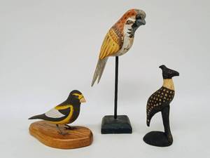 lot 246 image: Trio of Vintage Hand-Painted Birds