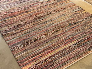 lot 21 image: Hand Loomed Colorful Area Rug
