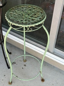 lot 190 image: Two Decorative Metal Plant Stands and Lantern