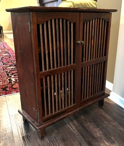 lot 54 image: Vintage Caged Look Accent Cabinet