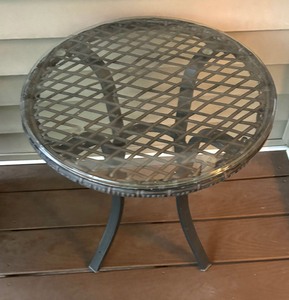 lot 58 image: Glass Top Patio Accent Table