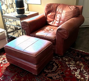 lot 147 image: Leather Chair with Ottoman by Palatial