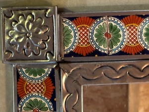 lot 75 image: Decorative Tiled Wall Hanging Mirror