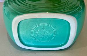 lot 6 image: Fiestaware - Large Aqua Decanter  Water Pitcher - Vintage Fiesta Brand China Dinnerware