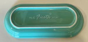 lot 8 image: FIestaware 12 Aqua Bread Tray - Vintage Fiesta Brand China Dinnerware