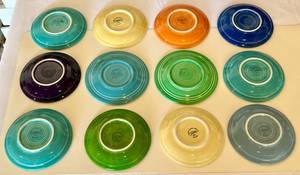 lot 14 image: Fiestaware Lot of 12 Small Plates 6 Various Colors - Vintage Fiesta Brand China Dinnerware