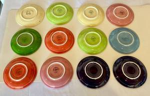 lot 15 image: Fiestaware Lot of 12 Small Plates 6 Various Colors - Vintage Fiesta Brand China Dinnerware