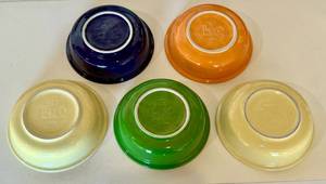 lot 19 image: Fiestaware Lot of 5 Fiesta Bowls 7 - Various Colors - Vintage Fiesta Brand China Dinnerware