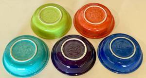 lot 20 image: Fiestaware Lot of 5 Fiesta Bowls 7 - Various Colors - Vintage Fiesta Brand China Dinnerware