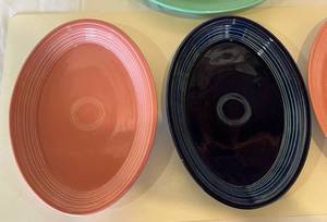 lot 28 image: Fiestaware - 4 Large Oval Fiesta Platter 13.5 - Various Colors - Vintage Fiesta Brand China Dinnerware