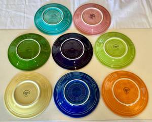 lot 30A image: Fiestaware - 8 Small Fiesta Plates 7.25 - Various Colors - Vintage Fiesta Brand China Dinnerware