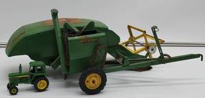 John Deere Vintage Toy Tractor Made in USA Two Row Pull Combine