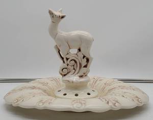 Red Wing USA Flower Frog Vase and Console Bowl Set Leaping Deer