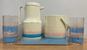 Phoenix Plastic Vintage Retro 70s Drinkware Barware Set Thermal, Glasses, Ice Bucket, Tray