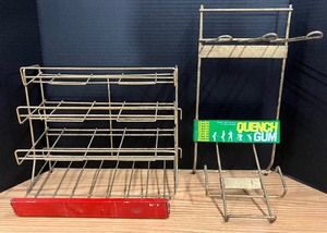 Two Vintage Metal Store Display Racks, Countertop Racks, Tallest 16