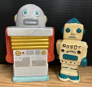 Two Vintage Ceramic Robot Banks