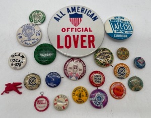 Vintage Pinback Buttons AFL-CIO, Milk Drivers Union, Packing House Workers Shell Safety and More