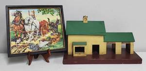 Wooden Hopkins Train Station Handmade Very Cool Primitive Piece